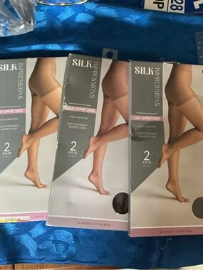 Impressions SILK Sheer Support Pantyhose Nude/Tan - 3 Packs